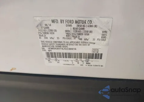 2018 Ford Explorer Platinum from USA, damaged, VIN 1FM5K8HT8JGC60616